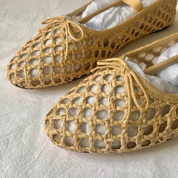 Loeffler Randall Leonie Woven Ballet Flats Natural 7.5 - Picture 3 of 9